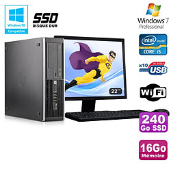 Lot PC HP Elite 8300 SFF I5-3470 3.2GHz 16Go 240Go SSD Graveur Wifi W7+ Ecran 22 · Occasion 