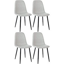 Decoshop26 Lot de 4 chaises de salle à manger design simple avec pieds en métal noir assise en tissu crème 10_0001835