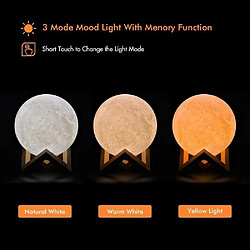 Universal Lumière de lune lumineuse imprimée en 3D Lumière de lune rechargeable en USB Blanc frais chaud gros ruban adhésif jaune décoration de salle