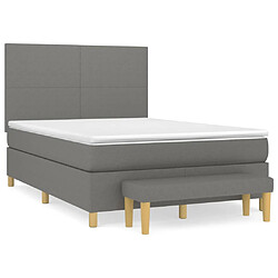 vidaXL Sommier à lattes de lit avec matelas Gris foncé 140x200cm Tissu