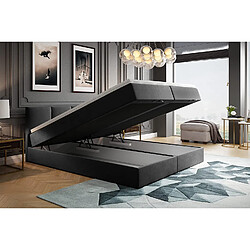 TRADA Lit adulte rembourré ROYAL avec rangement et matelas ressorts intégré dans le cadre du lit en 160×200 gris foncé