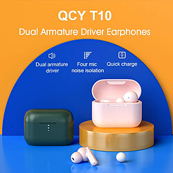 Universal QCY T10 Bluetooth sans fil casque double armature dans casque casque application contrôle intelligent 4 microphone réduction du bruit casque casque