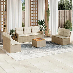 Maison Chic Salon de jardin avec coussins 8 pcs | Ensemble de Table et chaises | Mobilier d'Extérieur beige résine tressée -GKD11040