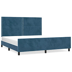 Maison Chic Cadre/structure de lit avec tête de lit pour adulte - Lit Moderne Chambre Bleu foncé 160x200 cm Velours -MN59436