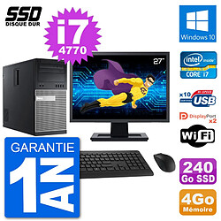 PC Tour Dell 9020 Ecran 22" Intel Core i7-4770 RAM 4Go SSD 240Go Windows 10 Wifi - Occasion