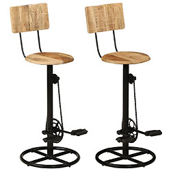 vidaXL Tabourets de bar lot de 2 bois massif de manguier