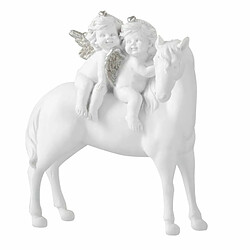 Paris Prix Statuette Design Cheval & 2 Anges 18cm Blanc 