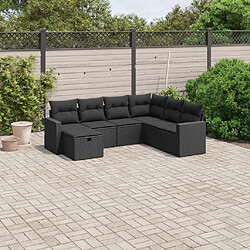 Maison Chic Ensemble Tables et chaises d'extérieur 7pcs avec coussins,Salon de jardin noir résine tressée -GKD898498