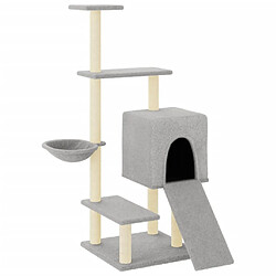 Arbre à chat avec griffoirs,niche pour chat en sisal gris clair 130,5 cm -MN13631