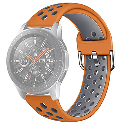 Wewoo Bracelet pour montre connectée Galaxy Watch 46 / S3 / Huawei GT 1/2 22mm de en silicone couleur doubletaille L Orange Grey 