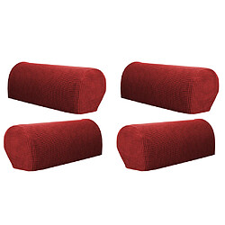 Ensemble de 4 couvre-accoudoirs de canapé en flanelle pour meubles, vin rouge couverture d'accoudoir de meuble