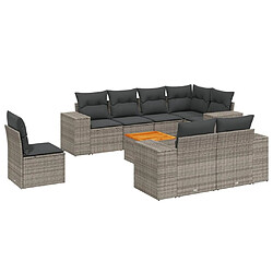 Maison Chic Ensemble Tables et chaises d'extérieur 9 pcs avec coussins,Salon de jardin gris résine tressée -GKD126119