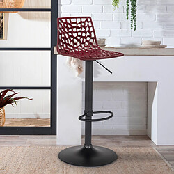 Tabouret Design Cuisine Bar Base Noire Mate Réglable Grand Soleil Spider Matt, Couleur: Bordeaux