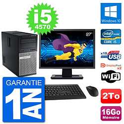 PC Tour Dell 7020 Ecran 27" Intel i5-4570 RAM 16Go Disque 2To Windows 10 Wifi · Occasion 