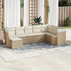 Maison Chic Salon de jardin avec coussins 8 pcs | Ensemble de Table et chaises | Mobilier d'Extérieur beige résine tressée -GKD17226