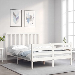 vidaXL Cadre de lit sans matelas blanc 140x200 cm bois de pin massif