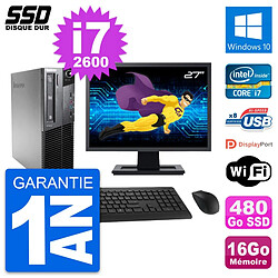 PC Lenovo M81 SFF Ecran 27" Intel i7-2600 RAM 16Go SSD 480Go Windows 10 Wifi 