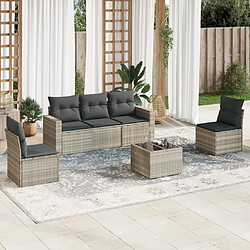 vidaXL Salon de jardin 6 pcs avec coussins gris clair résine tressée