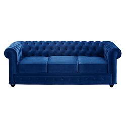 Vente-Unique Canapé 3 places CHESTERFIELD - Velours bleu roi