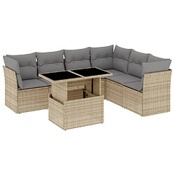 vidaXL Salon de jardin avec coussins 7 pcs beige résine tressée