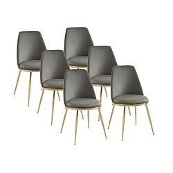 Lot de 6 chaises en velours et métal doré - Gris - NEBINA de Pascal MORABITO