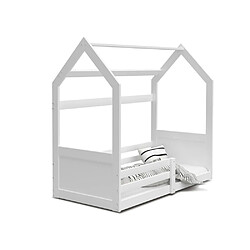 Kids Literie Lit Cabane Miki 80x160 Blanc Livré avec sommiers 