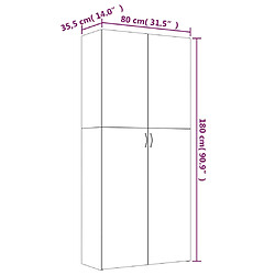 vidaXL Armoire à chaussures Chêne fumé 80x35,5x180cm Bois d'ingénierie pas cher