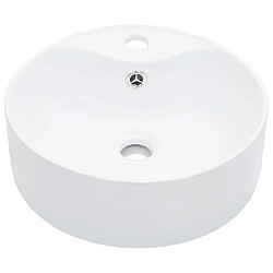 vidaXL Lavabo avec trop-plein 36x13 cm Céramique Blanc