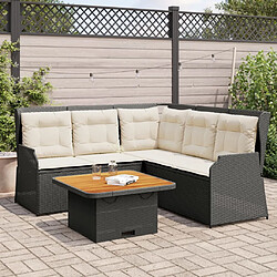 vidaXL Salon de jardin 4 pcs avec coussins Noir Résine tressée 