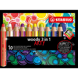 STABILO Crayon multi-talents woody 3en1, étui de 10 ARTY () 