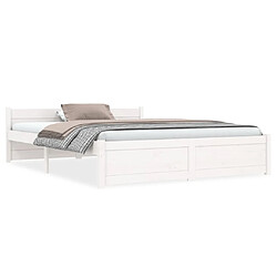 vidaXL Cadre de lit sans matelas blanc bois massif 140x190 cm 