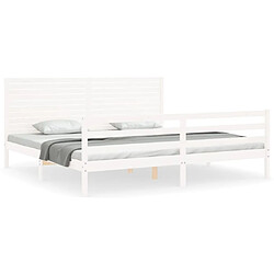 Maison Chic Cadre/structure de lit avec tête de lit pour adulte - Lit Moderne Chambre blanc 200x200 cm bois massif -MN26811