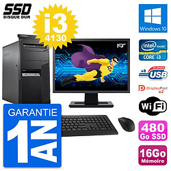 PC Tour Lenovo M83 Ecran 19" Intel i3-4130 RAM 16Go SSD 480Go Windows 10 Wifi - Occasion