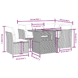 Avis vidaXL Salon de jardin 5 pcs avec coussins gris résine tressée