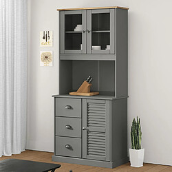 vidaXL Buffet haut VIGO gris 78x40x175 cm bois massif de pin 