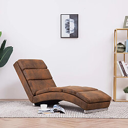 vidaXL Chaise longue Marron Similicuir daim 