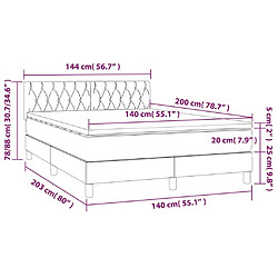 vidaXL Sommier à lattes de lit et matelas et LED Gris clair 140x200 cm pas cher