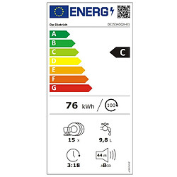 Lave-vaisselle 60cm 15c 44db c tout intégrable - DCJ534DQX - DE DIETRICH