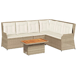 vidaXL Salon de jardin avec coussins 5 pcs beige résine tressée