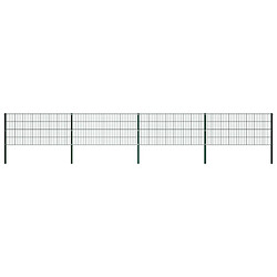 vidaXL Panneau de clôture avec poteaux Fer 6,8 x 0,8 m Vert