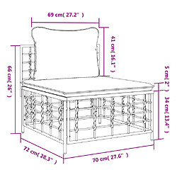 vidaXL Canapé central de jardin avec coussin gris foncé résine tressée pas cher