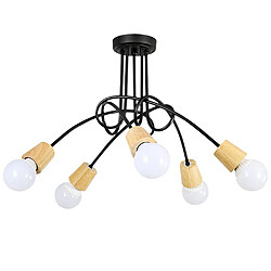 Stoex Luminaire Plafonnier Edison 5 Têtes Metal Fer Industriel Creative , Lampe de suspension Vintage Luminaire E27 Rétro Salle de Salle à Manger Chambre D'hôtel Accueil Accessoires D'éclairage 