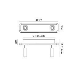 Luminaire Center Plafonnier/Applique Ibiza 2 Head avec Backlit Ampoules 20W LED nickel satiné 4000K, 1500lm,