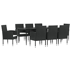 vidaXL Ensemble à manger de jardin 9 pcs noir résine tressée et acier