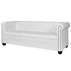 vidaXL Canapé Chesterfield à 3 places cuir synthétique blanc