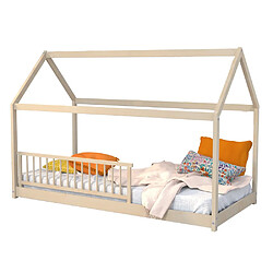 Le Quai Des Affaires Lit cabane PANDA 90x190 + 1 sommier + barrière /Naturel