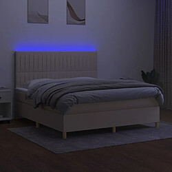 Avis vidaXL Sommier à lattes de lit et matelas et LED Crème 180x200cm Tissu