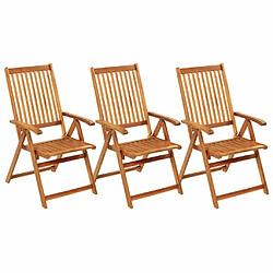 Maison Chic Lot de 3 Chaises pliables d'extérieur avec coussins | chaises de jardin | Fauteuil Relax Bois d'acacia -GKD52769