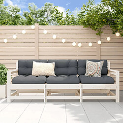 vidaXL Salon de jardin 3 pcs blanc bois massif de pin