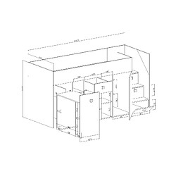 Abiks Meble TOLEDO 3L Lit superposé 248,5/123/93 (blanc) pas cher